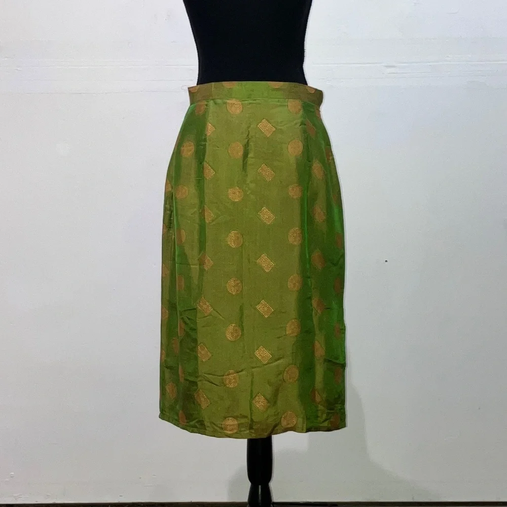 Green and Gold Silk Skirt